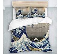 SUHETI Bedding duvet cover soft microfiber,The Great Wave Japanese Hokusai Painting Under a Wave Off Kanagawa,Quilt cover 200 * 200cm, 2 pillowcases 50 * 80cm