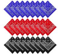 Suhine 24 Pcs Bandanas Bulk 22 x 22 Inch Paisley Bandanas Multi Purpose Outdoor Scarf Headband Handkerchief for Men Women, Black, Red, Blue, about 22 x 22 inches/ 55 x 55 cm