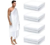 Suhine 4 Pcs Ahram Ihram Ehram for Hajj and Umrah Islamic Clothing for Men Umrah White Hajj Gifts, 41.3 x 82.7 Inches