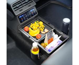 SUHNGE Car Center Console Storage Box for Jaguar C-X16 E-Pace F-Pace F-type, Adjustable Car Storage Organizer Tray for Armrest/Rear Seat/Seat Back, with 2 Retractable Cup Holders