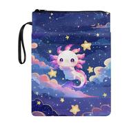 Suhoaziia Axolotl Stars Soft Book Sleeve Cover Book Lovers Gift Thick Book Protector Cute Book Holder Pouch for Paperback Textbook Hardcover Back to School Supplies for Girls