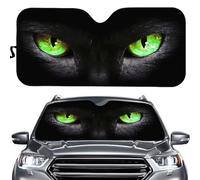 Suhoaziia Black Cat Green Eyes Sun Shield for Car Front Windows Foldable Sun Visor Protector Car Window Shade - Blocks Max UV Rays and Keeps Your Vehicle Cool for Most Sedans Truck SUV