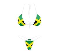 Suhoaziia Jamaican Flag Bikini for Women Sexy Cheeky Micro Thongs Clear Straps Triangle Bathing Suit 2 Pcs Set Halter Low Rise Mini Bikini