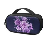 Suhoaziia Purple Rose Insulin Cooler Travel Case, Insulated Diabetic Bag with Handle Portable Medication Cooler Bag for Insulin Pens and Blood Glucose Monitor Supplies