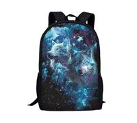 Suhoaziia Wolf Galaxy Starry Backpack for School Travel Work Outdoor, Casual Hiking Dayback for Men women Kids, Easy to Clean & Carry