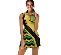 Suhoaziia Women's Tennis Dress with Built-in Shorts and Pockets Sleeveless Collared Workout Mini Dresses Summer Golf Athletic Shorts Dress Set XS-XXL, Jamaican Flag