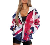 Suhoaziia Zip Up Oversized Hoodies with Pocket Casual Cozy Sweatshirt Fleece Y2K Jacket Fall/Winter Fashion Outfits Loose Track Jackets for Ladies, British Flag Union Jack