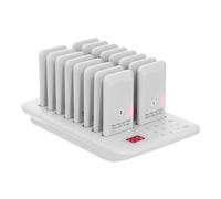 SuhoFutus Restaurant Pager System with 433MHz Long-Range Signal, 16 Pagers and Base, Vibration/Flash/Buzz Alerts, Ideal for Cafes, Fast Food and Takeaway Shops (White)