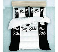 SUHOM Duvet Cover Set her side dog side his side Decorative 3 Piece Bedding Set with 2 Pillow Shams Double