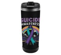 Suicide Awareness Rainbow Travel Mug Reusable Stainless Steel Coffee Cup Double Wall with Spill Proof Lid