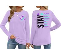 Suicide Awareness Shirt Women Stay Tomorrow Needs You T-Shirt Mental Health Shirts You Matter Inspirational Tops, Purple, XXL