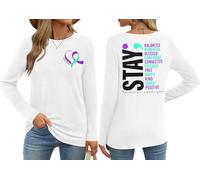 Suicide Awareness Shirt Women Stay Tomorrow Needs You T-Shirt Mental Health Shirts You Matter Inspirational Tops, White, L