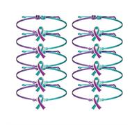 Suicide Prevention Awareness Bracelets Motivational Wristband, Adjustable Cord Purple Teal Ribbon Braided Bracelets Inspirational Suicide Prevention Gifts for Women Men Jewelry Accessories
