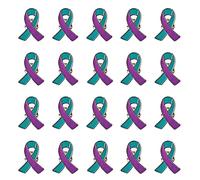 Suicide Prevention Awareness Ribbon Pin Purple Teal Enamel Lapel Pin, 1 inch x 0.8 inch, Metal, no gemstone