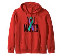 Suicide Prevention Awareness Ribbon Support Zip Hoodie