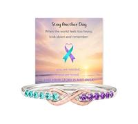 Suicide Prevention Awareness Teal & Purple Infinity Diamond Ring | Stay Another Day Suicide Awareness Ring, Symbol of Strength and Hope Infinity Rings Jewelry for Women