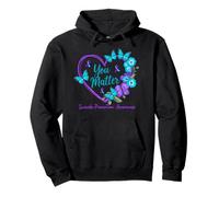 Suicide Prevention Awareness Teal Purple Ribbons You Matters Pullover Hoodie