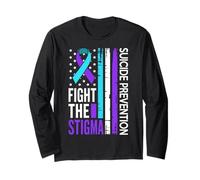 Suicide Prevention Support Fight The Stigma Vintage USA Flag Long Sleeve T-Shirt