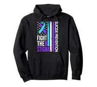Suicide Prevention Support Fight The Stigma Vintage USA Flag Pullover Hoodie