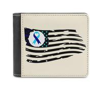 Suicide Prevention U.S. Flag Slim Leather Men's Wallets with 6 Card Holders Minimalist Billfold Travel Purse