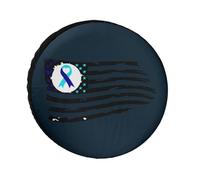 Suicide Prevention U.S. Flag Universal Spare Tire Cover Waterproof Wheel Protection Cover for Trailer Truck RV