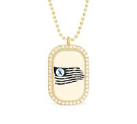 Suicide Prevention U.S. Flag Women's Alloy Long Necklaces Square Pendant Ladies Diamond Necklace Jewelry Gift Golden-style