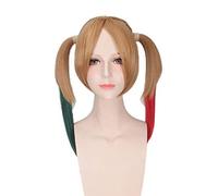 Suicide Squad Harley Quinn Wigs Cosplay Peluca Styled Curly Synthetic Costume Wig Heat Resistant Hair + Wig Cap as the picture