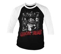 Suicide Squad Officially Licensed Baseball 3/4 Sleeve T-Shirt (Black-White), Large