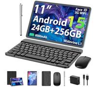 Suicoey 2026 11 inch Android 15 Tablet with Keyboard, 24GB+256GB, 2TB Expand, 8000mAh, 5MP+13MP, 5G WiFi, Gemini AI, Split Screen, Widevine L1, 2 in 1 Tablet PC with Case, Mouse