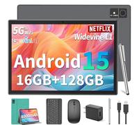 Suicoey Android 15 Tablet with Keyboard - 10 inch Tablet, 16GB+128GB, 1TB Expand, Octa-Core, 2.4G/5G WiFi, 8000mAh, BT V5.0, GMS Certified, Widevine L1, Split Screen, with Case