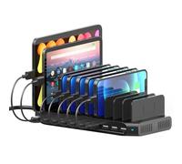 SUIDEK 10 Ports Usb Charging Hub, Ports Multi Charging Station, 60W Tablet Charging Station USB Charger for Multiple Devices with Adjustable Dividers Compatible with Tablets, Smartphones