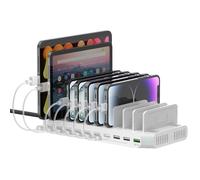 SUIDEK 60W Multiple Device Charging Station for Multiple Devices, 10 Ports USB Charging Station with QC 3.0 Port, USB Charging Dock with Adjustable Dividers Compatible with Tablets, Smartphones