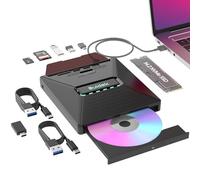 SUIDEK External CD Drive, 7 in 1 USB C Portable External DVD CD Drive for Laptop, with M.2 NVMe/SD/Micro SD Card Reader Compatible, CD/DVD Reader for PC/Laptop/Windows/Linux/Vista/Imac/Macbook