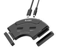 SUIDEK M.2 NVMe to SATA Adapter Reader, USB-C 4-Bay (2*M.2 & 2 *SATA) 10Gbps Hard Drive Reader, Support UASP Trim for M-Key Any Sizes and 2.5/3.5" Ssd/Hdd, Tool-Free for Windows Mac Linux Android