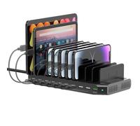 SUIDEK Multi USB Charging Station for Multiple Devices, 60W 10 Ports Multi Charger Station Organizer with QC3.0 Port & Adjustable Dividers Compatible with Tablets, Smartphones, and Other Electronics