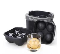 Suidhome - Clear Ice Ball Maker - 4 Large Clear Ice Sphere Balls for Cocktails, Drinks and Whiskey, BPA Free Silicone (Black)