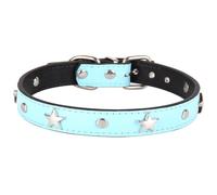 Suiecuor Leather Dog Puppy Collar with Metal Pentagram Decoration Collar Dog Suitable for Small Medium Dogs and Cats Azure Blue S