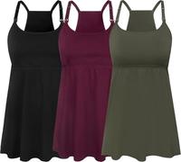 SUIEK 3 Pack Maternity Nursing Tank Tops with Bralette Cotton Breastfeeding Camisole, A-black+burgundy+army Green - Fourth Style, L