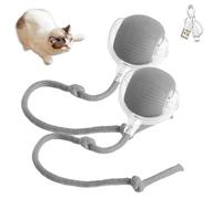 SuiHeill Cat Interactive Ball Toys Automatic Rolling Ball Faux Tail Rechargeable Smart Pet Toy Dog Cat Training Imitate Mouse(2PC Grey)