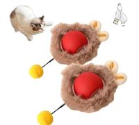 SuiHeill Cat Interactive Ball Toys Automatic Rolling Ball Faux Tail Rechargeable Smart Pet Toy Dog Cat Training Imitate Mouse(2PC Red Plush)