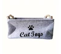 SuiHeill Cat Toys Storage Basket: Perfect For Organizing Your Feline Friend's Toys And Accessories - For Indoor Cats Handy Ha(Grey cat)