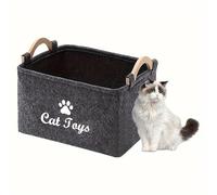 SuiHeill Cat Toys Storage Basket: Perfect For Organizing Your Feline Friend's Toys And Accessories - For Indoor Cats Handy Ha(Black cat)