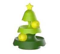 SuiHeill Mini Cat Toy With Catnip On Top, 2-Tier Roller Turntable, Two Cat Balls, Physical Exercise Kitten Toy 5.5 Inch(Large-Green)