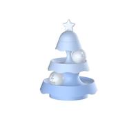 SuiHeill Mini Cat Toy With Catnip On Top, 2-Tier Roller Turntable, Two Cat Balls, Physical Exercise Kitten Toy 5.5 Inch(Large-Blue)