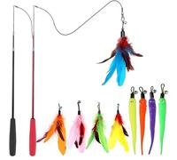 SuiHeill Pet Cat Toy ，feather Replacement Head， Teasing Cat Rod Fishing Rod Teasing Cat Toy Exercise Set Of 11(2)