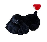 SuiHeill Pet Heartbeat Puppy Behavioral Training Dog Plush Pet Comfortable Snuggle Anxiety Relief Sleep Aid Doll Durable Drop(Black dog Heartbeat)