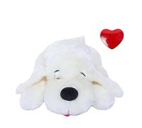 SuiHeill Pet Heartbeat Puppy Behavioral Training Dog Plush Pet Comfortable Snuggle Anxiety Relief Sleep Aid Doll Durable Drop(White dog Heartbeat)