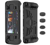 SUIHUOJI Steam Deck/Steam Deck OLED Standing Protective Case, Thickening Silicone Accessories Protector, Soft Cover Skin Shell with 2 Pairs Thumb Grips, Full Protection for Valve Stream Deck (Black)