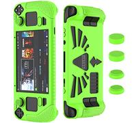 SUIHUOJI Steam Deck/Steam Deck OLED Standing Protective Case, Thickening Silicone Accessories Protector, Soft Cover Skin Shell with 2 Pairs Thumb Grips, Full Protection for Valve Stream Deck (Green)