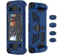 SUIHUOJI Steam Deck/Steam Deck OLED Standing Protective Case, Thickening Silicone Accessories Protector, Soft Cover Skin Shell with 2 Pairs Thumb Grips, Full Protection for Valve Stream Deck (Blue)